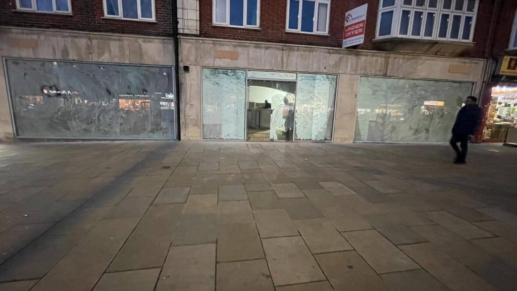 Before view of the empty commercial unit at 544-548 Kingsbury Rd London before Redwood Shopfront installation
