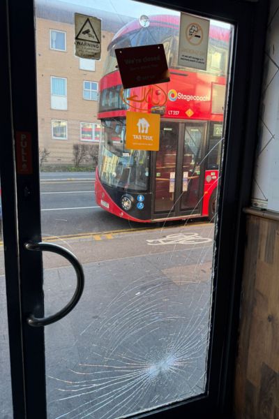 Cracked door glass panel before replacement in Walthamstow E17
