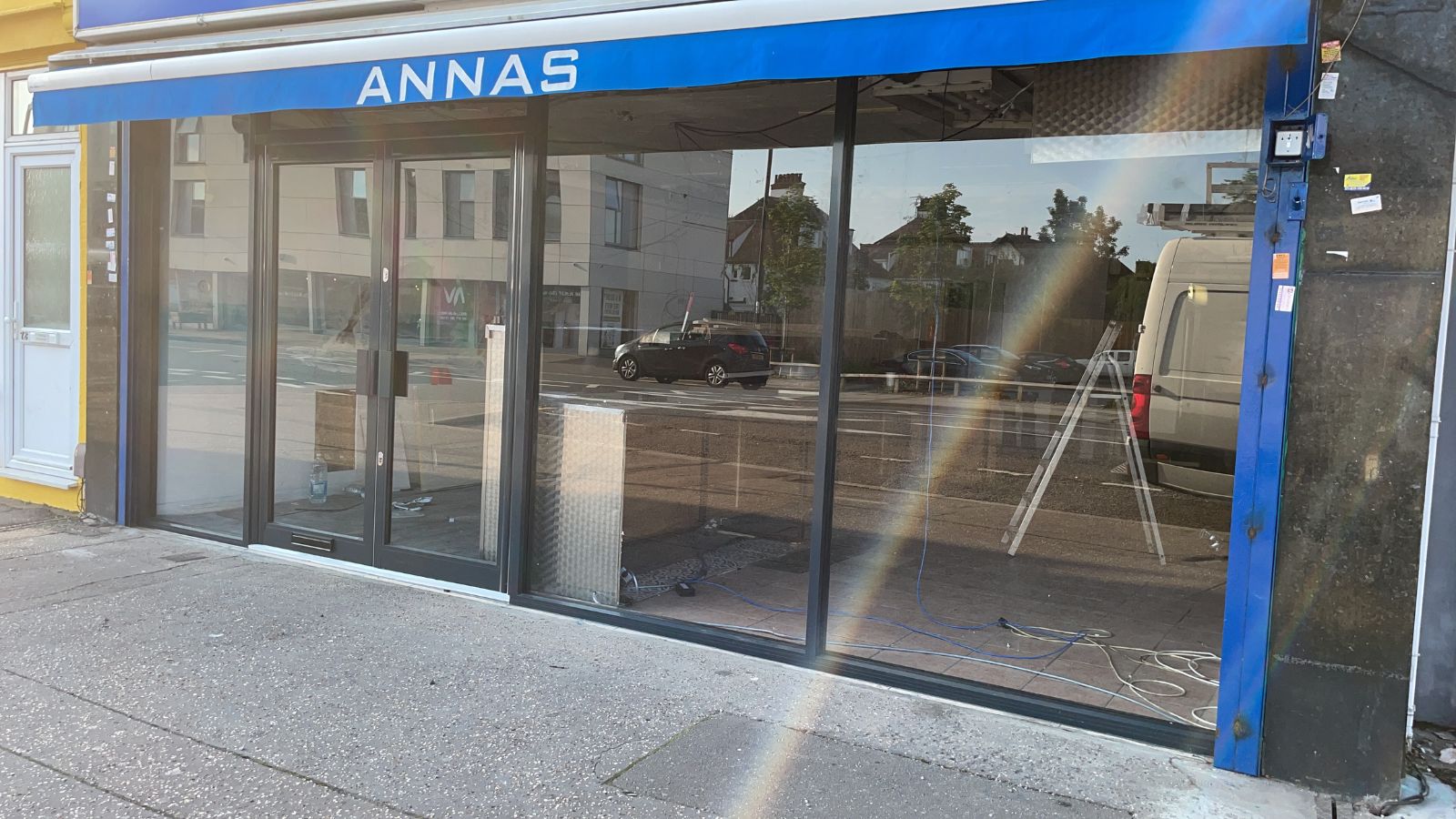 Aluminium shopfronts with panelled sections