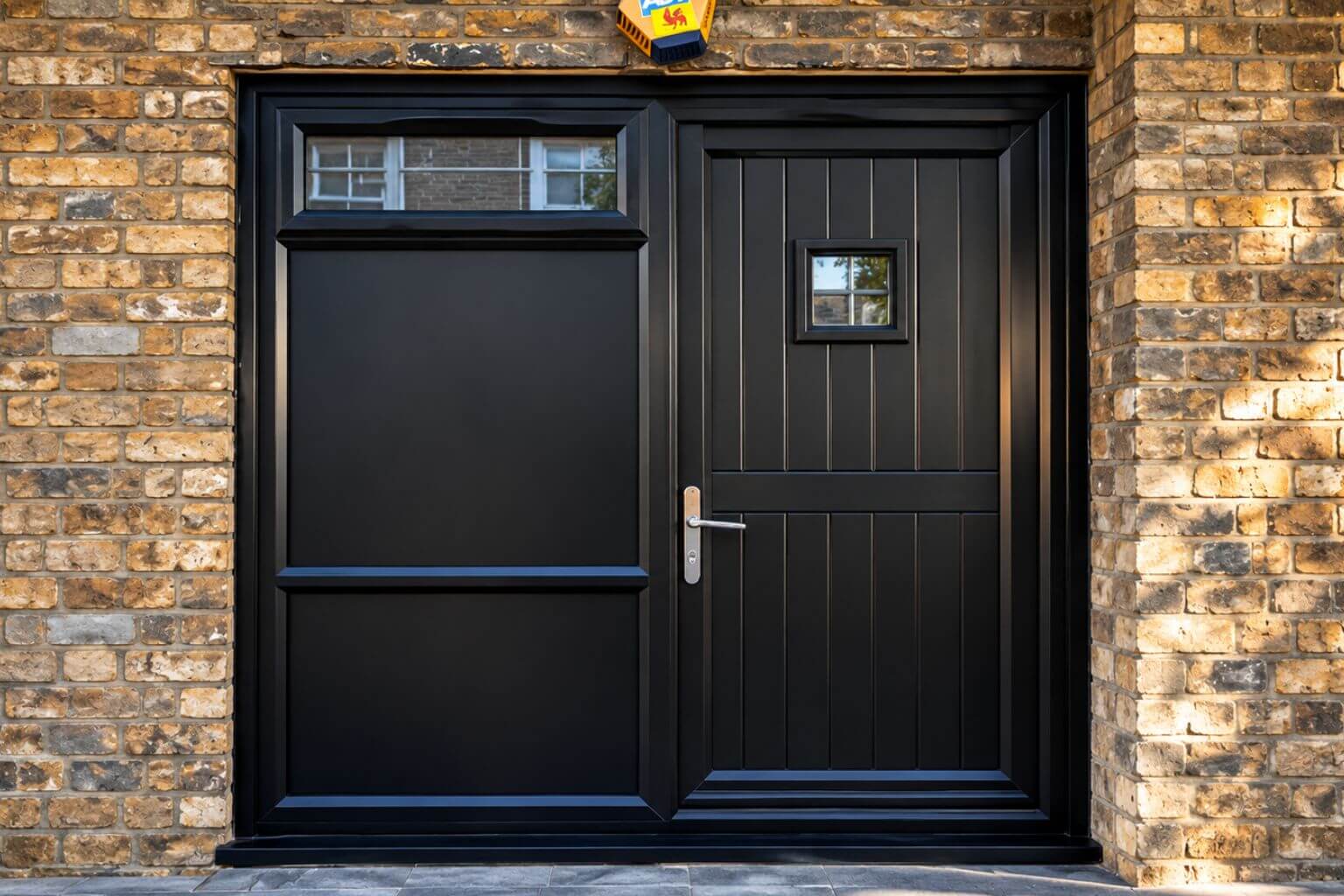 Black uPVC front door with composite panels installed at a property in London W3